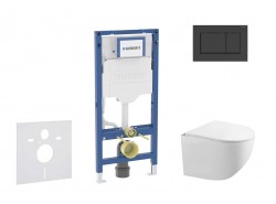 GEBERIT - Duofix Set předstěnové instalace, klozetu Gaia a sedátka softclose, tlačítko Sigma30, matná černá/černá (SANI11CA5105B)