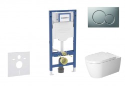 GEBERIT - Duofix Set předstěnové instalace, klozetu ME by Starck a sedátka softclose, tlačítko Sigma01, matný chrom (SANI11CP2110)