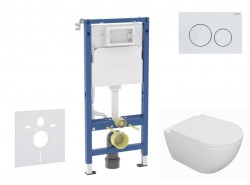 GEBERIT - Duofix Set předstěnové instalace, klozetu Oudee a sedátka softclose, tlačítko Delta20, alpská bílá (SANI11CA3131B)