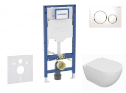 GEBERIT - Duofix Set předstěnové instalace, klozetu Oudee a sedátka softclose, tlačítko Sigma20, bílá/pozlacená (SANI11CA3125B)