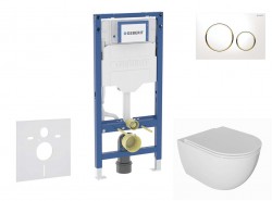 GEBERIT - Duofix Set předstěnové instalace, klozetu Oudee a sedátka softclose, tlačítko Sigma20, bílá/pozlacená (SANI11CA3133B)