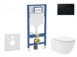 GEBERIT - Duofix Set předstěnové instalace, klozetu Oudee Vortex a sedátka softclose, tlačítko Sigma01, černá (SANI11CA5151B)