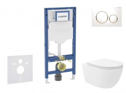 GEBERIT - Duofix Set předstěnové instalace, klozetu Oudee Vortex a sedátka softclose, tlačítko Sigma20, bílá/pozlacená (SANI11CA3187B)