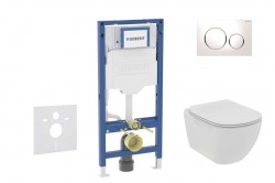 GEBERIT - Duofix Set předstěnové instalace, klozetu Tesi a sedátka softclose, tlačítko Sigma20, bílá/chrom (SANI11CD3111)