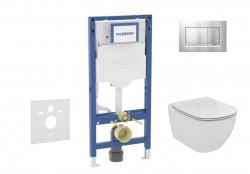 GEBERIT - Duofix Set předstěnové instalace, klozetu Tesi a sedátka softclose, tlačítko Sigma30, matný chrom/chrom (SANI11CD2138)