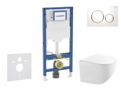 GEBERIT - Duofix Set předstěnové instalace, kompaktního klozetu Gaia sedátka softclose, tlačítko Sigma20, bílá/pozlacená (SANI11CA3147B)