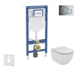 GEBERIT - Duofix Set predstenovej inštalácie, klozetu a dosky Ideal Standard Tesi, tlačidla Sigma01, lesklý chróm (SANI11CD1108)