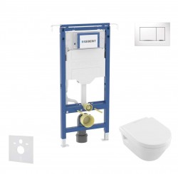 GEBERIT - Duofix Set predstenovej inštalácie, klozetu a dosky Villeroy Boch, tlačidla Sigma20, DirectFlush, SoftClose, CeramicPlus, biela/chróm (SANI11CK3105)