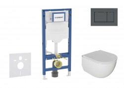 GEBERIT - Duofix Set predstenovej inštalácie, klozetu Oudee a dosky softclose, tlačidlo Sigma20, matná čierna/čierna (SANI11CA5104B)