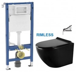 GEBERIT DuofixBasic bez tlačidla + WC MEXEN LENA ČERNÁ Rimless + SEDADLO (458.103.00.2 X ME01)
