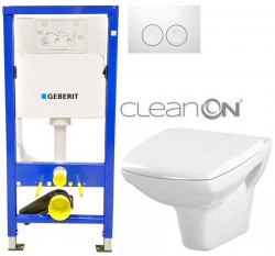 GEBERIT DuofixBasic s bielym tlačidlom DELTA21 + WC CERSANIT CLEANON CARINA + SEDADLO (458.103.00.1 21BI CA1)