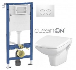GEBERIT DuofixBasic s bielym tlačidlom DELTA21 + WC CERSANIT CLEANON CARINA + SEDADLO 458.103.00.1 21BI CA1