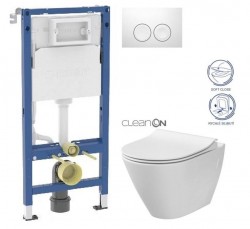GEBERIT DuofixBasic s bielym tlačidlom DELTA21 + WC CERSANIT CLEANON CITY (458.103.00.2 21BI CI1)