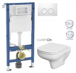 GEBERIT DuofixBasic s bielym tlačidlom DELTA21 + WC CERSANIT CLEANON COLOUR + SEDADLO (458.103.00.2 21BI CN1)
