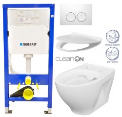 GEBERIT DuofixBasic s bielym tlačidlom DELTA21 + WC CERSANIT CLEANON MODUO + SEDADLO (458.103.00.1 21BI MO1)