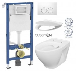 GEBERIT DuofixBasic s bielym tlačidlom DELTA21 + WC CERSANIT CLEANON MODUO + SEDADLO (458.103.00.2 21BI MO1)