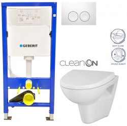 GEBERIT DuofixBasic s bielym tlačidlom DELTA21 + WC CERSANIT CLEANON PARVA + SEDADLO (458.103.00.1 21BI PA1)