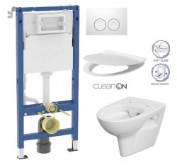 GEBERIT DuofixBasic s bielym tlačidlom DELTA21 + WC CERSANIT CLEANON PARVA + SEDADLO (458.103.00.2 21BI PA2)