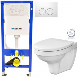 GEBERIT DuofixBasic s bielym tlačidlom DELTA21 + WC CERSANIT DELFI + SOFT SEDADLO (458.103.00.1 21BI DE2)