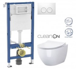 GEBERIT DuofixBasic s bielym tlačidlom DELTA21 + WC CERSANIT ZEN CLEANON + SEDADLO (458.103.00.2 21BI HA1)