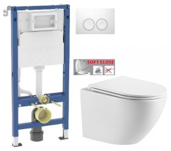 GEBERIT DuofixBasic s bielym tlačidlom DELTA21 + WC INVENA LIMNOS /VÍROVÉ SPLACH/ WITH SOFT  se sedlem RIMLESS (458.103.00.2 21BI LI1)
