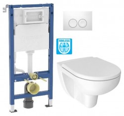 GEBERIT DuofixBasic s bielym tlačidlom DELTA21 + WC JIKA LYRA PLUS RIMLESS + SEDADLO duraplastu (458.103.00.2 21BI LY1)