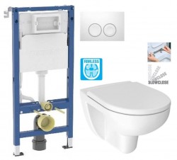 GEBERIT DuofixBasic s bielym tlačidlom DELTA21 + WC JIKA LYRA PLUS RIMLESS + SEDADLO duraplastu SLOWCLOSE (458.103.00.2 21BI LY2)