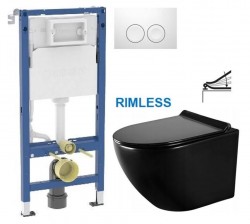 GEBERIT DuofixBasic s bielym tlačidlom DELTA21 + WC MEXEN LENA ČERNÁ Rimless + SEDADLO (458.103.00.2 21BI ME01)