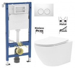 GEBERIT DuofixBasic s bielym tlačidlom DELTA21 + WC REA Carlo Flat Mini Rimlesss + SEDADLO (458.103.00.2 21BI CF1)