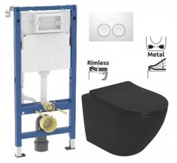 GEBERIT DuofixBasic s bielym tlačidlom DELTA21 + WC REA CARLO MINI RIMLESS ČIERNY MAT + SEDADLO (458.103.00.2 21BI MM1)