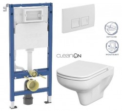 GEBERIT DuofixBasic s bielym tlačidlom DELTA50 + WC CERSANIT CLEANON COLOUR + SEDADLO (458.103.00.2 50BI CN1)