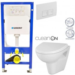 GEBERIT DuofixBasic s bielym tlačidlom DELTA50 + WC CERSANIT CLEANON PARVA + SEDADLO (458.103.00.1 50BI PA1)