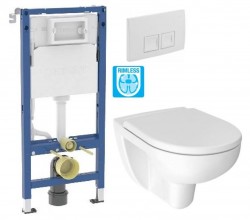 GEBERIT DuofixBasic s bielym tlačidlom DELTA50 + WC JIKA LYRA PLUS RIMLESS + SEDADLO duraplastu (458.103.00.2 50BI LY1)