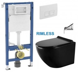 GEBERIT DuofixBasic s bielym tlačidlom DELTA50 + WC MEXEN LENA ČERNÁ Rimless + SEDADLO (458.103.00.2 50BI ME01)