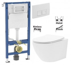 GEBERIT DuofixBasic s bielym tlačidlom DELTA50 + WC REA Carlo Flat Mini Rimlesss + SEDADLO (458.103.00.2 50BI CF1)