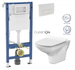 GEBERIT DuofixBasic s bielym tlačidlom DELTA51 + WC CERSANIT CLEANON CARINA + SEDADLO (458.103.00.2 51BI CA3)