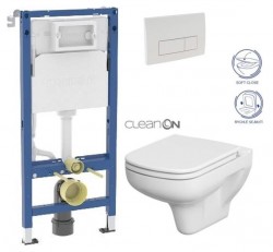 GEBERIT DuofixBasic s bielym tlačidlom DELTA51 + WC CERSANIT CLEANON COLOUR + SEDADLO (458.103.00.2 51BI CN1)