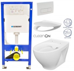 GEBERIT DuofixBasic s bielym tlačidlom DELTA51 + WC CERSANIT CLEANON MODUO + SEDADLO (458.103.00.1 51BI MO1)