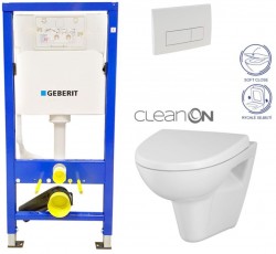 GEBERIT DuofixBasic s bielym tlačidlom DELTA51 + WC CERSANIT CLEANON PARVA + SEDADLO (458.103.00.1 51BI PA1)