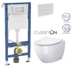 GEBERIT DuofixBasic s bielym tlačidlom DELTA51 + WC CERSANIT ZEN CLEANON + SEDADLO (458.103.00.2 51BI HA1)