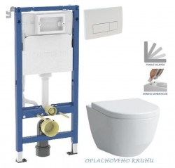 GEBERIT DuofixBasic s bielym tlačidlom DELTA51 + WC LAUFEN PRO RIMLESS + SEDADLO (458.103.00.2 51BI LP1)