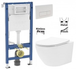 GEBERIT DuofixBasic s bielym tlačidlom DELTA51 + WC REA Carlo Flat Mini Rimlesss + SEDADLO (458.103.00.2 51BI CF1)