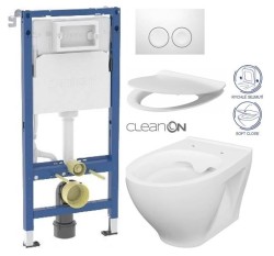 GEBERIT DuofixBasic s bílým tlačítkem DELTA21 + WC CERSANIT CLEANON MODUO + SEDÁTKO (458.103.00.2 21BI MO1)