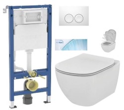 GEBERIT DuofixBasic s bílým tlačítkem DELTA21 + WC Ideal Standard Tesi se sedátkem SoftClose, AquaBlade  (458.103.00.2 21BI TE1)
