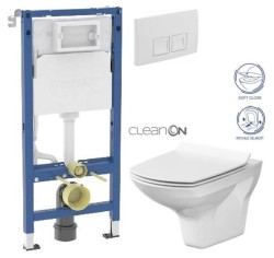 GEBERIT DuofixBasic s bílým tlačítkem DELTA50 + WC CERSANIT CLEANON CARINA + SEDÁTKO (458.103.00.2 50BI CA3)
