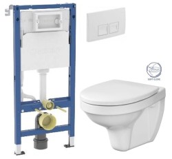 GEBERIT DuofixBasic s bílým tlačítkem DELTA50 + WC CERSANIT DELFI + SOFT SEDÁTKO (458.103.00.2 50BI DE2)
