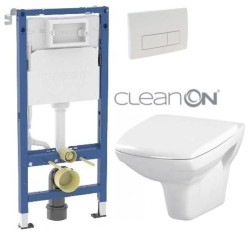 GEBERIT DuofixBasic s bílým tlačítkem DELTA51 + WC CERSANIT CLEANON CARINA  + SEDÁTKO (458.103.00.2 51BI CA1)