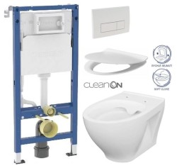 GEBERIT DuofixBasic s bílým tlačítkem DELTA51 + WC CERSANIT CLEANON MODUO + SEDÁTKO (458.103.00.2 51BI MO1)
