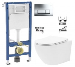 GEBERIT DuofixBasic s chrómovým tlačidlom DELTA51 (458.103.00.2 51CR CF1)+ WC REA Carlo Flat Mini Rimlesss + SEDADLO (458.103.00.2 51CR CF1)