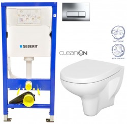 GEBERIT DuofixBasic s chrómovým tlačidlom DELTA51 + WC CERSANIT ARTECO CLEANON + SEDADLO (458.103.00.1 51CR AT1)